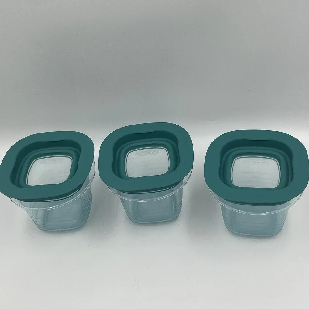 Set 3‎ Rubbermaid 4 oz. Lines Storage Containers Tritan Hard Plastic FG7N69 Vtg